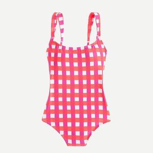 SZ Blockprints™ X J.Crew wide-strap pink gingham one-piece swimsuit